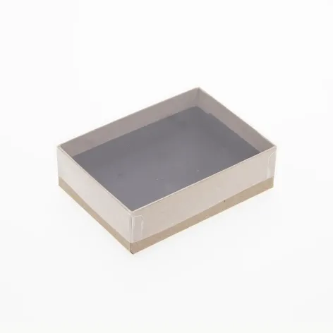 6 Choc Board Box & Clear Lid; Natural Kraft Paper